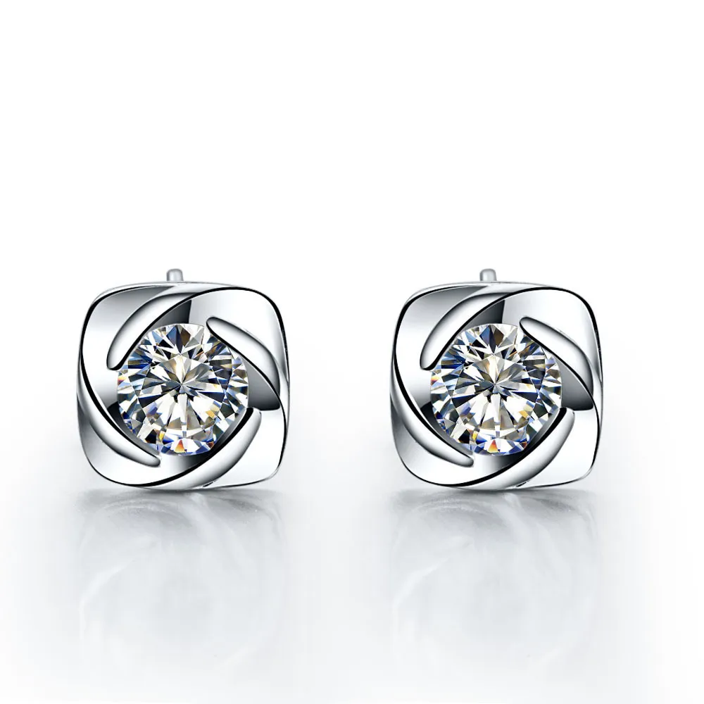 0.3Ct Изысканный круглый вырез Сертифицированный NSCD милые серьги-гвоздики с бриллиантами 925 серебро Сережка с платиновым покрытыем подарок Girfriend