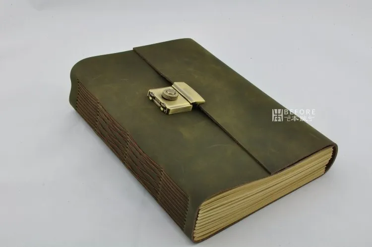 aliexpress com buy vintage book a5 handmade cowhide password lock