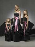 Free Shipping 2013 Strapless Black Pleated Country Stryle Bridesmaid Dresses Long With Sashes 135242
