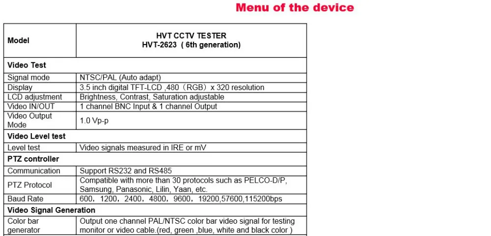 HVT-2623 3," CCTV тестер кабельный тестер визуальный волокно тестер Цифровой мультиметр