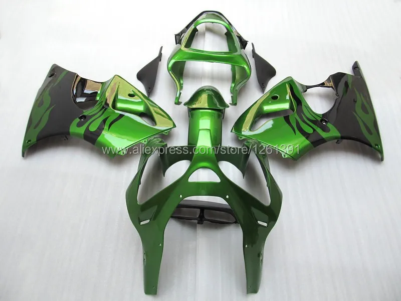 Черно-зеленые языки пламени обтекатель комплект для KAWASAKI 2005 2006 2007 2008 ZZR600 05-08 ZZR 600 600R 05 06 07 08# MH06 обтекатели