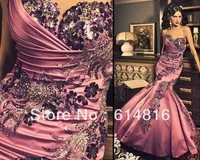 Custom Made Glamorous Sweetheart Sleeveless Backless Embroidery Applique Satin Mermaid Prom Dress Evening Dress DK012