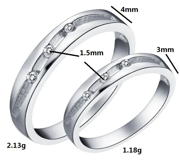 Оптовая Продажа Модные украшения свадебные кольца пара, мужские кольца Bague женщины кубического циркония новые серебряные украшения