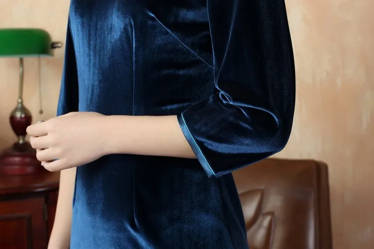 Шанхай история традиционное китайское Платье велюровое cheongsam платья Ципао китайское платье Чонг-сам китайское платье 5 цветов