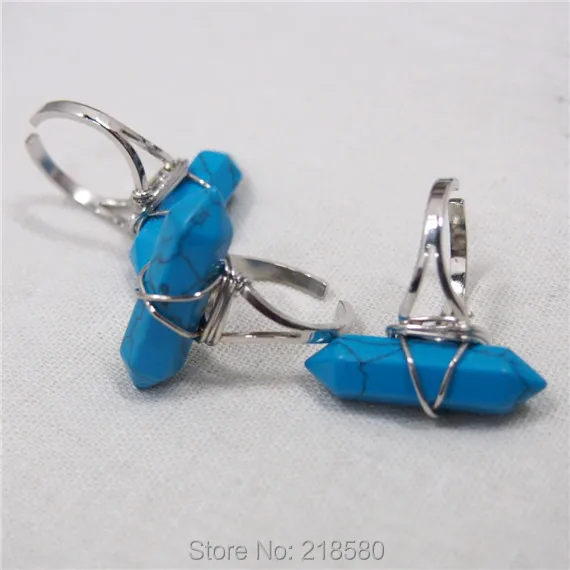 Sr-010 Исцеление Камень Howlite точка кольцо серебро Провода завернутый кольцо