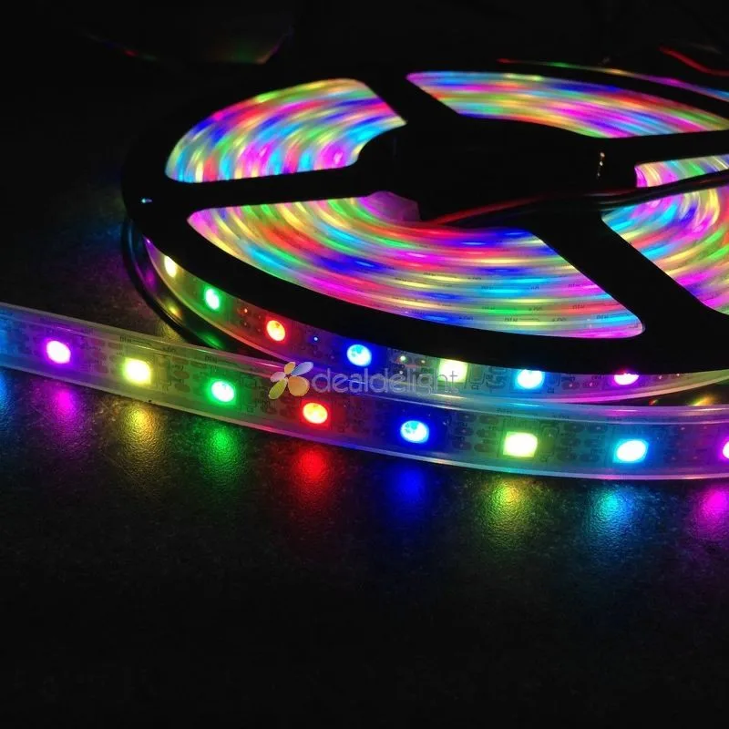Оптовая продажа 10 шт. 5 м 60LED/M WS2812B 5050 SMD индивидуально адресуемых мечта Цвет RGB Светодиодные ленты DC5V Бесплатная доставка
