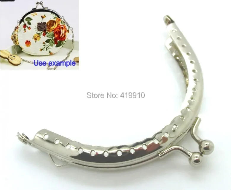 Shipping-5PCs, серебристая цветная Сумочка, металлическая АРКА, рамка, застежка заклепка, ручка ручной работы, 9x6,3 см(3 4/" x2 4/8"), J2606