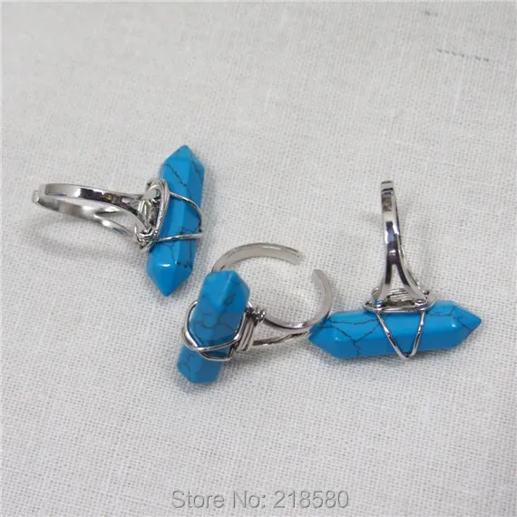 Sr-010 Исцеление Камень Howlite точка кольцо серебро Провода завернутый кольцо