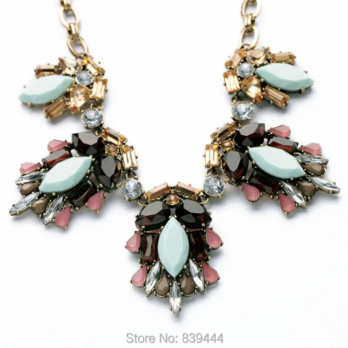 Новинка 2014 года Модные украшения Заводская цена высокое качество Юбилей Jewelry Винтаж цветочный Многоцветный Цепочки и ожерелья