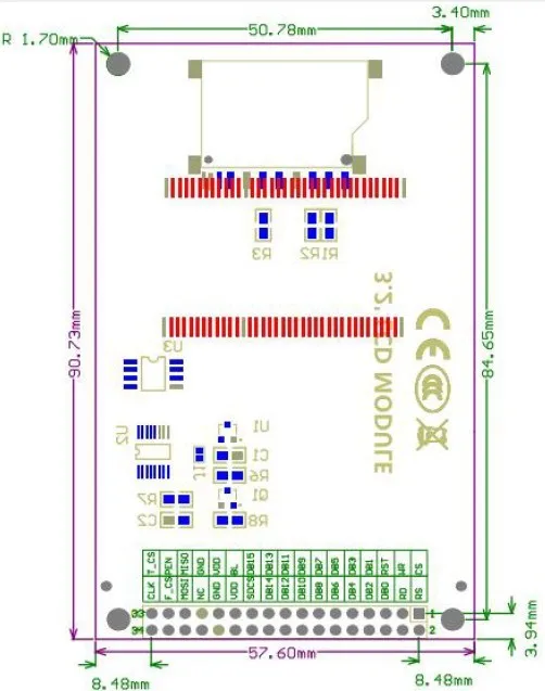 3," 3,2 дюймов 320x240 сенсорный экран SPI lcd ILI9341 TFT+ PCB адаптер