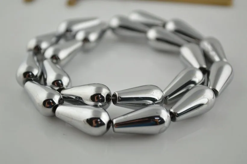 Посеребренная Высококачественная Груша Форма Hematite бусины капли воды DIY бусины для изготовления бижутерии 10 шт./лот
