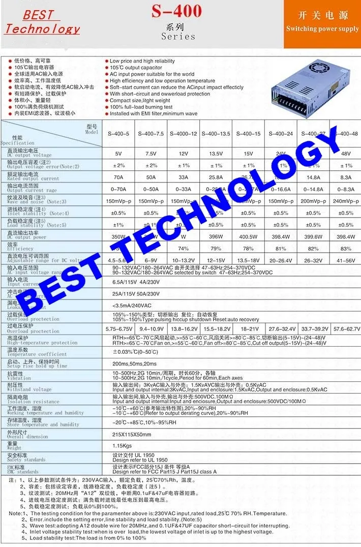 Импульсный источник питания 400W 48V DC переключатель питания с одним выходом! Для фрезерного станка с ЧПУ, пенопластовая мельница, лазерный гравер, плазма