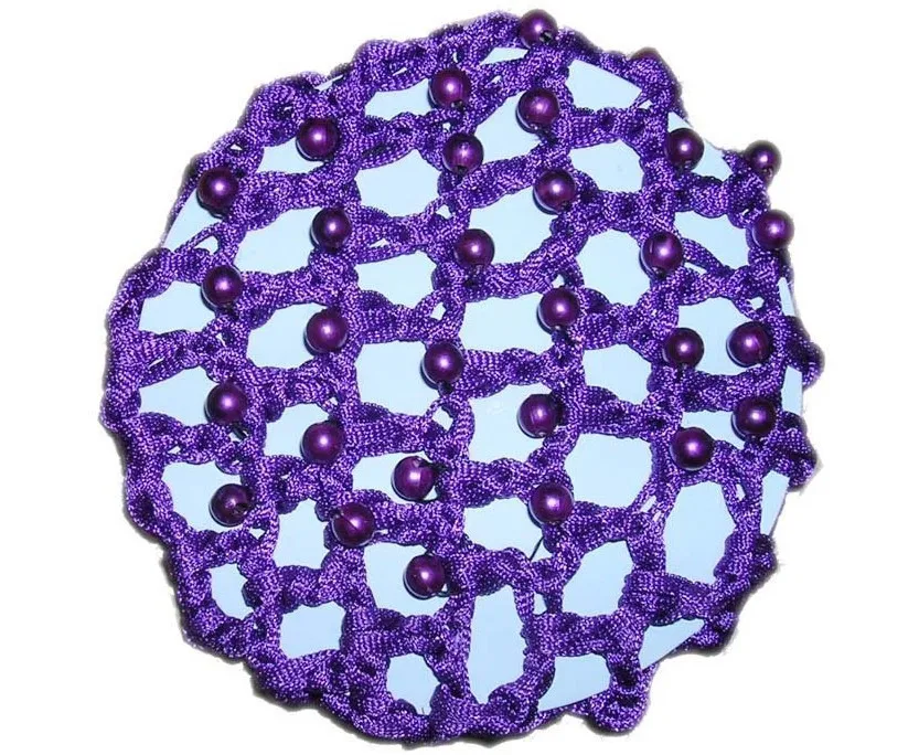 Плотная Цвет жемчужина крючком волосы поводка булочка Обложка Hairnet Балетные Костюмы Танец катание сетки Бун Обложка