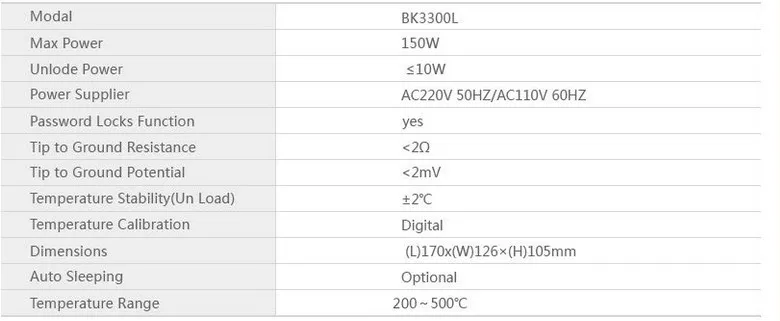 ESD Бессвинцовая цифровая паяльная станция 150 Вт 200~ 500''C BK3300L для шнура питания, солнечная панель в сборе