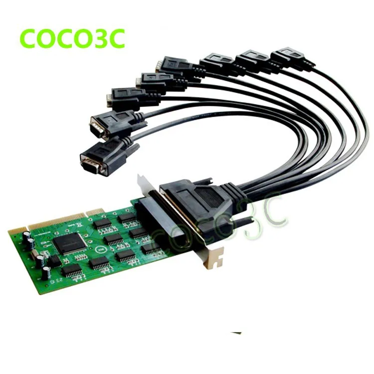 Moschip 16C1058  8-Port Serial PCI with fan out cable PCI-e to 8 RS232 DB9 Ports converter Industrial IO card 5