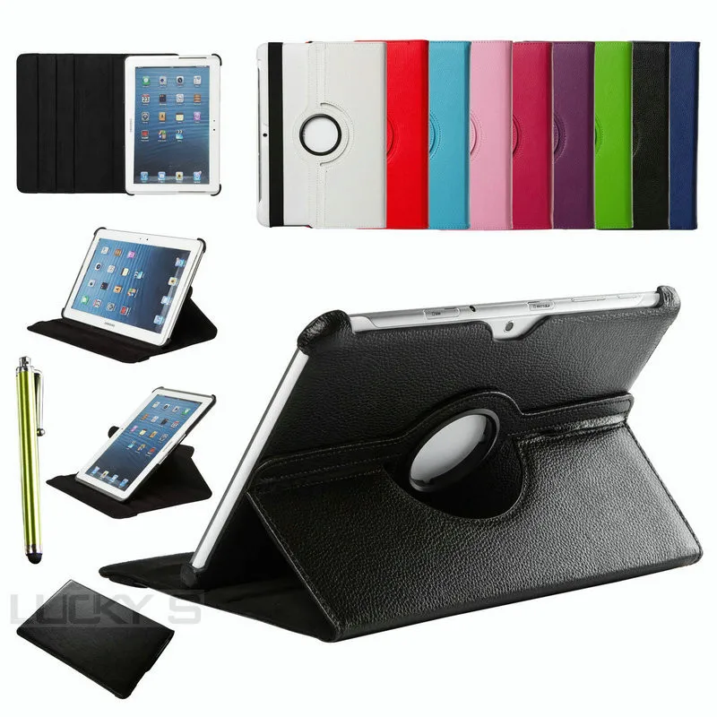 Для samsung Galaxy Tab 2 10,1 дюймов P5100 P5110 P7500 P7510 вращающийся на 360 умный чехол из искусственной кожи чехол Защита экрана стилус