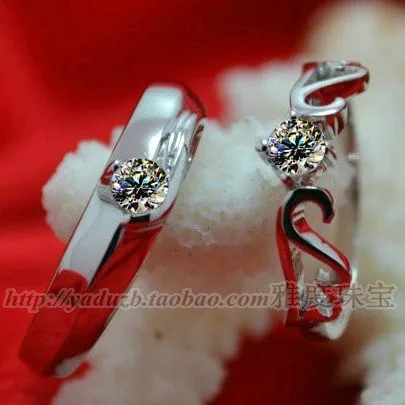 THREEMAN 0.5Ct красивые кольца для влюбленных 925 Серебро Белое золото цвета пара пасьянс кольцо синтетические бриллианты кольцо
