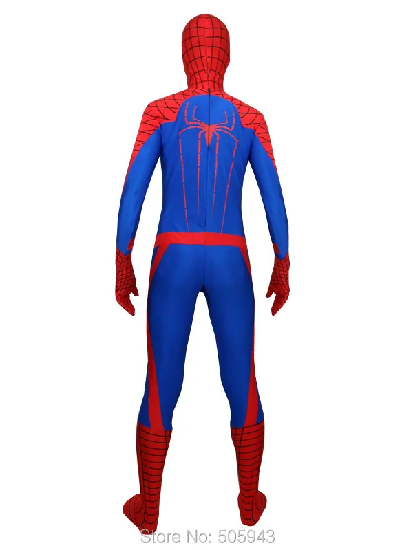 DHL роскошный красный и синий полный Средства ухода за кожей лайкра спандекс Человек-паук Zentai костюм супер hearo костюм для Хэллоуина Вечерние