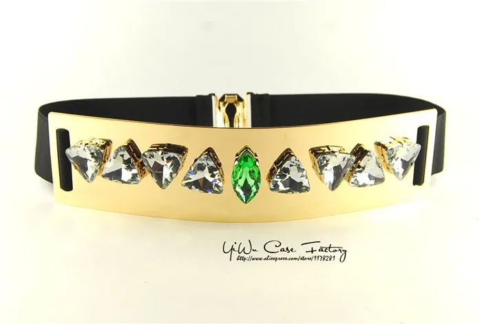 Эластичные колготки со стразами Зеркало Металл Пояс металлический Bling золотой пластине Широкий Оби группа для Для женщин женские Интимные аксессуары платье Ремни