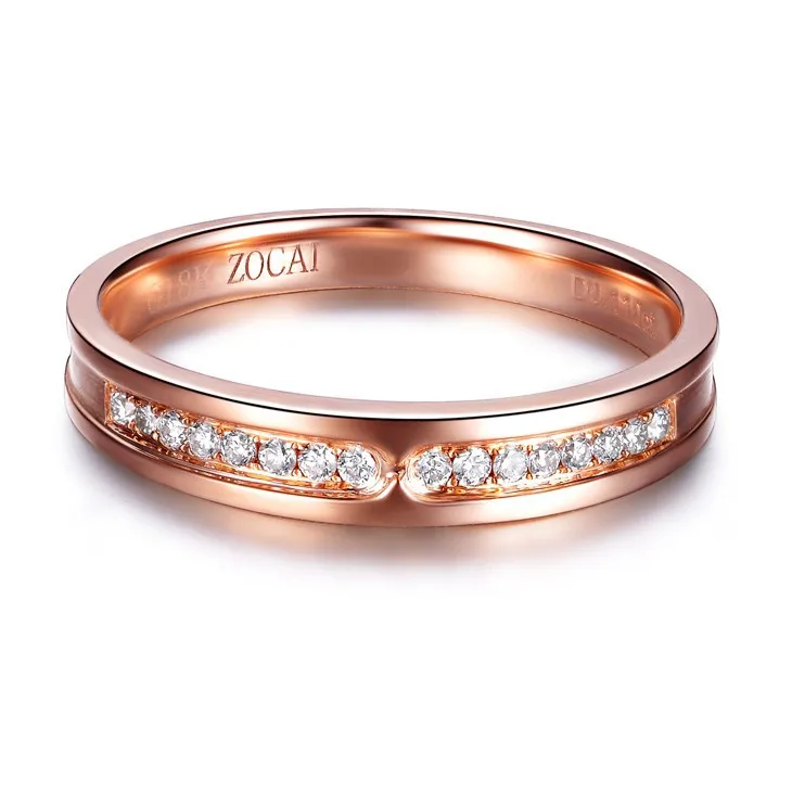 ZOCAI Дизайн кольцо натуральный diamond 0.10 ct в общей сложности 18 К белого золота с бриллиантами свадебные женские кольцо Fine Jewelry q00953a
