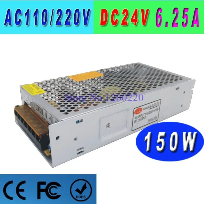 DC 24 В Металл Выключатель Питания Освещение Питания AC110 AC220V Для Прокладки ВОДИТЬ 6.25A 150 Вт Питания 5 шт./лот