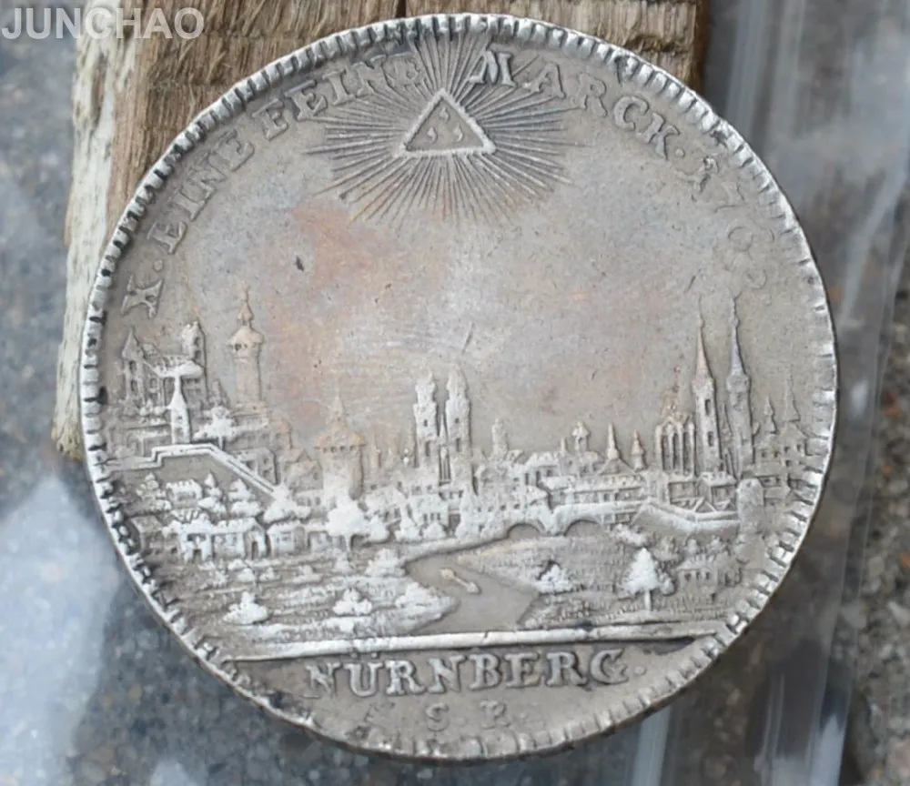 Немецкие монеты 1765SR Серебро Имитация монеты Thaler Nurnberg City View X. EINE FEINE MARCK. IOSEPHVS II D G. rom. IM P SEME. AVD