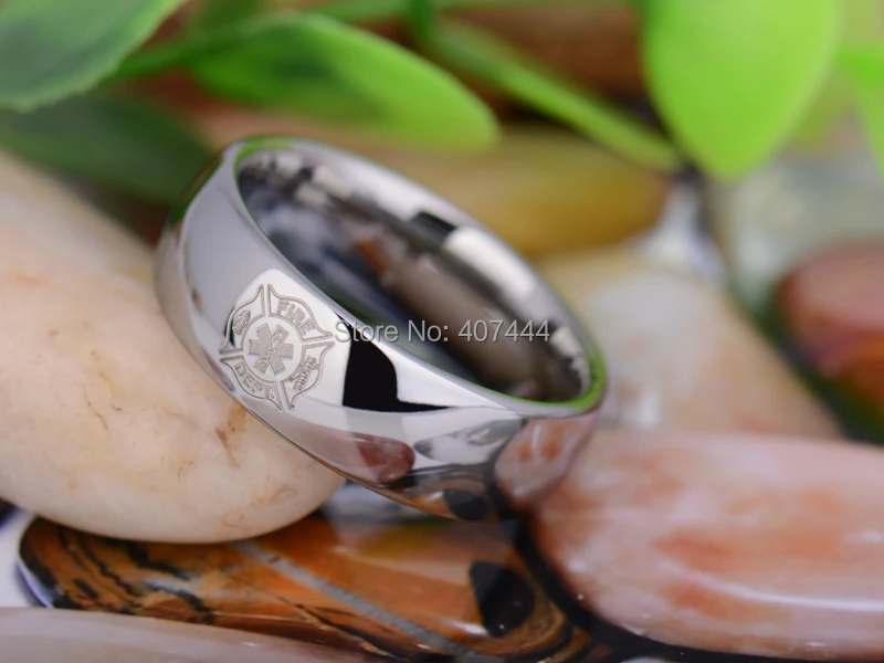 Бесплатная доставка YGK JEWELRY Лидер продаж 8 мм серебро купол пожарный медицинские Для мужчин новый Вольфрам обручальное кольцо из карбида