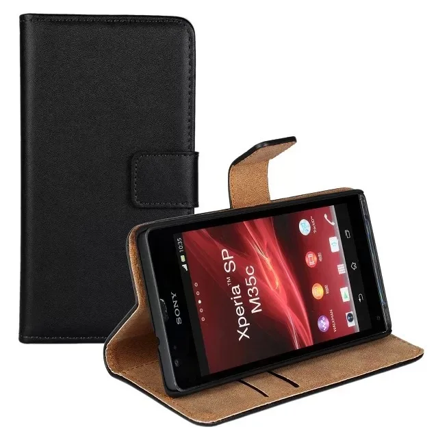 Черный кошелек из натуральной кожи для sony Xperia SP M35h Роскошный чехол из натуральной кожи для Xperia M35h Высокое качество