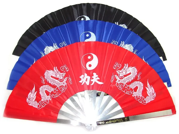 Фитнес из нержавеющей стали tai chi fan martial artsshirts кунг-фу тайчи тайцзи представление два дракона вентиляторы 3 цвета