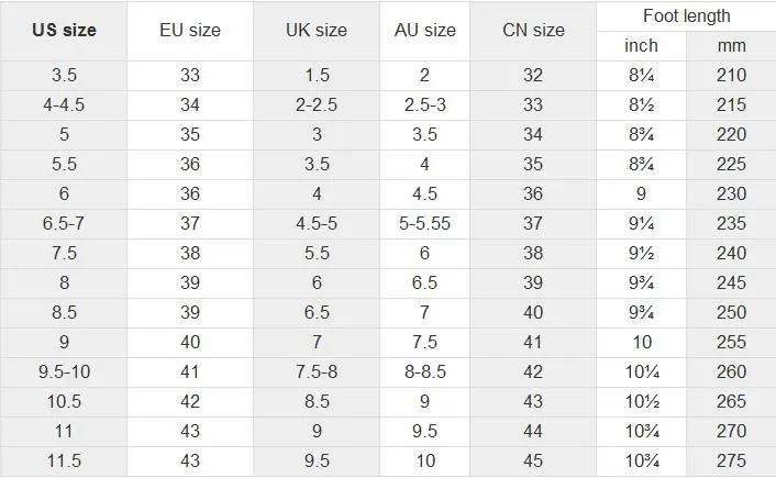 Aliexpress Shoe Size Chart