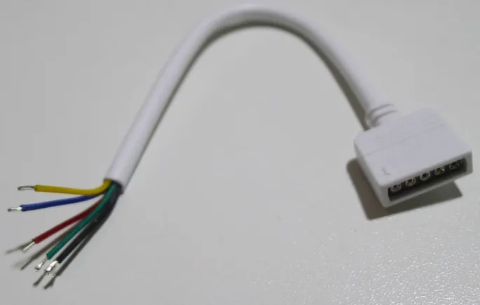 Бесплатная Доставка 100 шт. Лот 5pin Женский LED с разъёмом 100 мм белый кабель для RGBW светодиодные полосы света нет необходимости пайки