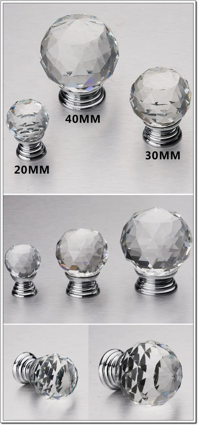 30 мм Многоцветный выбор двери потянуть ручку ящика diamond шкаф ручки кристалл Стекло сплав Кабинет падение Кабинета Мебель винт