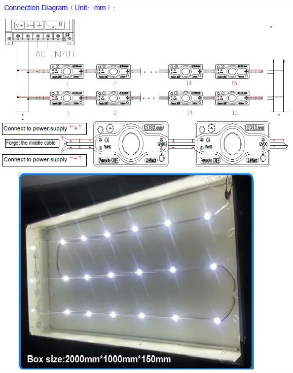 Проверенные Светодиоды Модуль 12 v 200lm 2,4 Вт высокой мощности Мощность светодиодная подсветка для знаков, Мощность светодиодная подсветка для лайтбокс знак