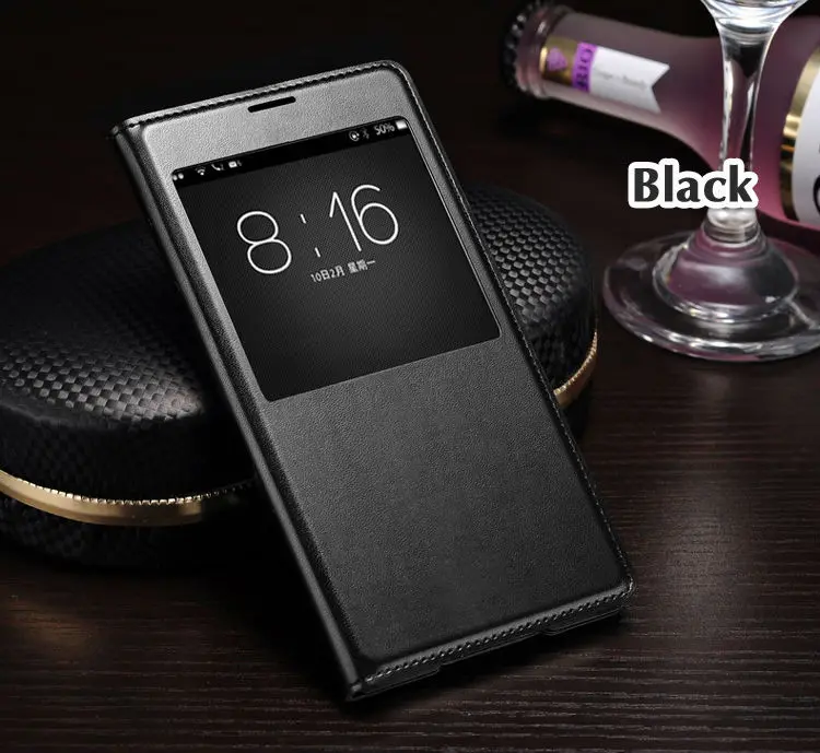 Smart View Auto Sleep Wake Function With Chip Leather Case Flip Cover Holster For Samsung Galaxy S5 I9600 G900 G900F G900H G900M