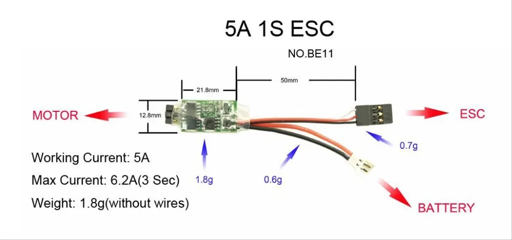 Бесщеточный ESC 5A/1 S/электрический регулятор скорости