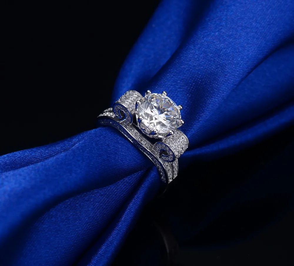 Королевский дизайнер 3Ct классические Stlye алмазные полосы для женщин Изысканные оригинальные украшения 925 серебро женское кольцо