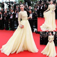 New fashion elli saab evening dress for sale scoop neck short sleeves ball gown Tulle evening dressBO1776