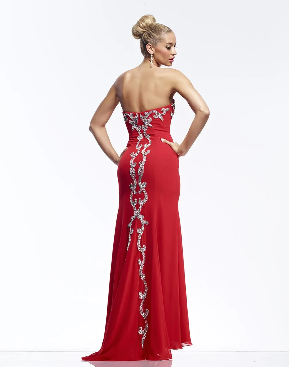 Красный сексуальный боковой разрез ну вечеринку платье русалка сердечком блёстки вышивка бисером пром платья шифон вечерние платья E43