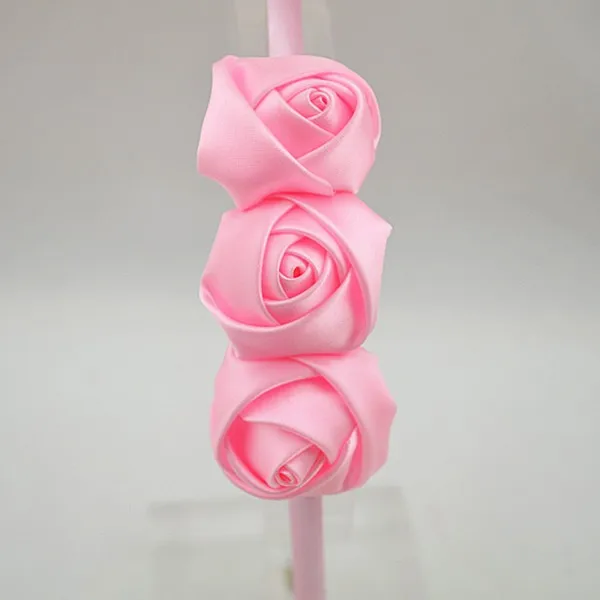 Порядок Trail Рождественский тройной Атласные Розы Hairband DIY Мини розетки Атласная покрыты оголовье аксессуары для волос 30 шт./лот