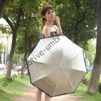 Superlight солнца, 100% солнцезащитный крем, UPF> 50 +, ladies'parasol, 8 К ребра, черный серебряное покрытие, карман зонтик, УФ-защита, арочные завязки