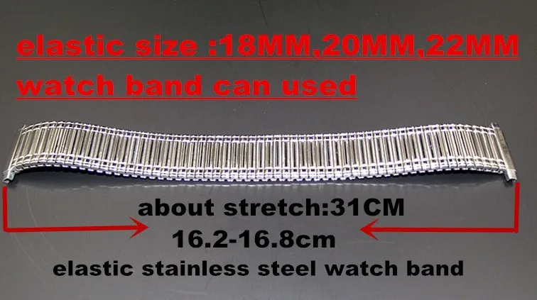 10 шт./партия, Высококачественный эластичный ремешок из нержавеющей стали, 18 мм, 19 мм, 20 мм, 21 мм, 22 мм, ремешок для часов, золотистый, серебристый цвет-522