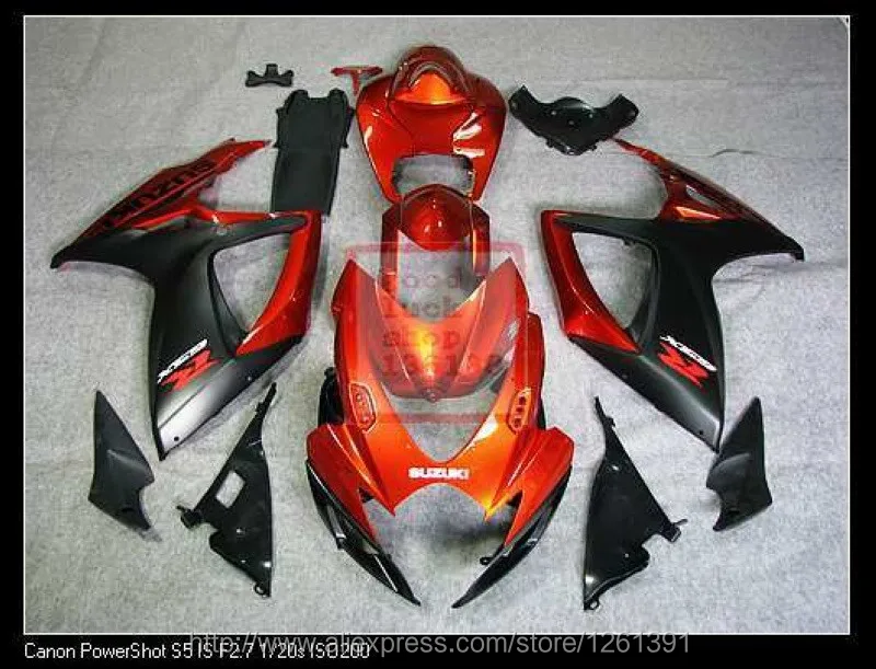 Впрыска ABS для SUZUKI K6 06 07 оранжевый/черный GSXR750 GSX-R750 GSXR 750 2006 2007 GSXR-750 обтекателя Кузов