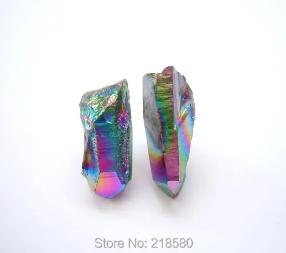 СЕР-019 Радужный титановый кварц Кристал острый серьги-гвоздики Boho элегантный стиль