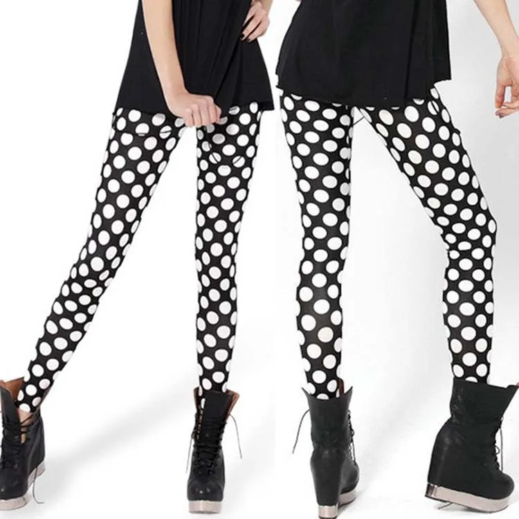 black and white polka dot leggings