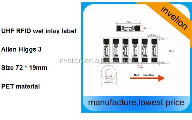 Чип системы синхронизации UHF RFID влажная метка для инициалов bib-tag