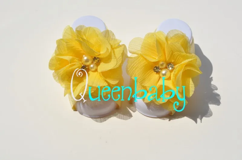 240 компл./лот босоножки ботинки с шифоновыми цветами QueenBaby