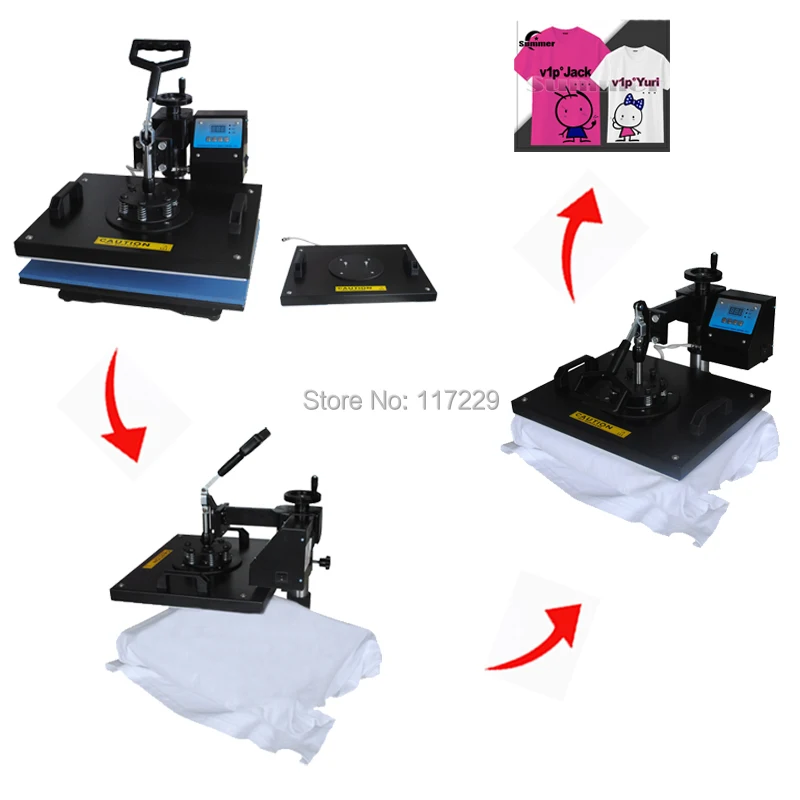 Дешевая 7 в 1 комбинированная термопресс машина, сублимационная машина может быть использована на футболке, кружках, чехол phon и т. д., кружка/футболка печатная машина