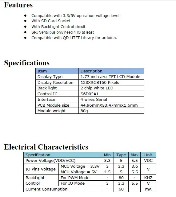1," 1,8 дюймов 128X160 сенсорный ЖК-экран сенсорный SPI lcd SD TFT+ PCB адаптер+ Touth панель Поддержка ARM CortexM-STM32 и C51 Arduin