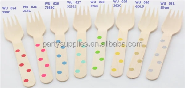04 Polka Dot Wooden Forks