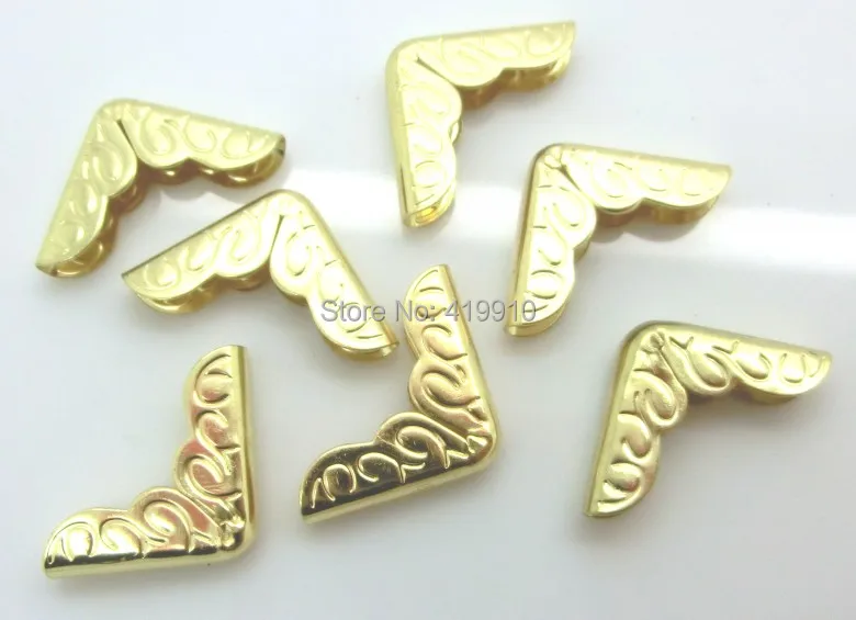Shipping-100pcs позолоченная металлическая, для книги Угловые Альбомы меню папки Угловые протекторы 16x16x4 мм J1305